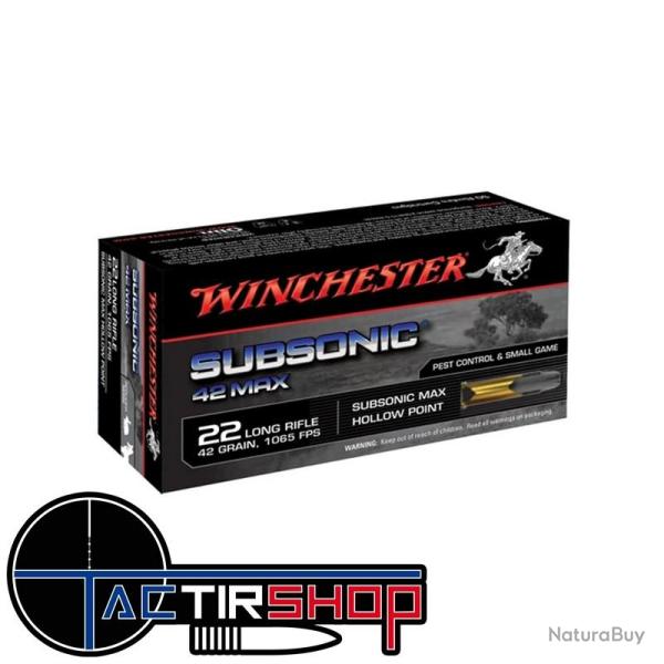 Munitions Winchester 22lr Subsonic 42 Hollow Point Boite 50