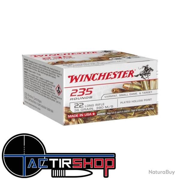 Munitions Winchester 22lr SUPER X 36 gr LHP Copper Plater Bo�te de 235