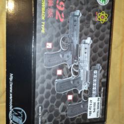 WE M9A1 Hex Cut Black Gaz Semi et Full Auto 25BBs