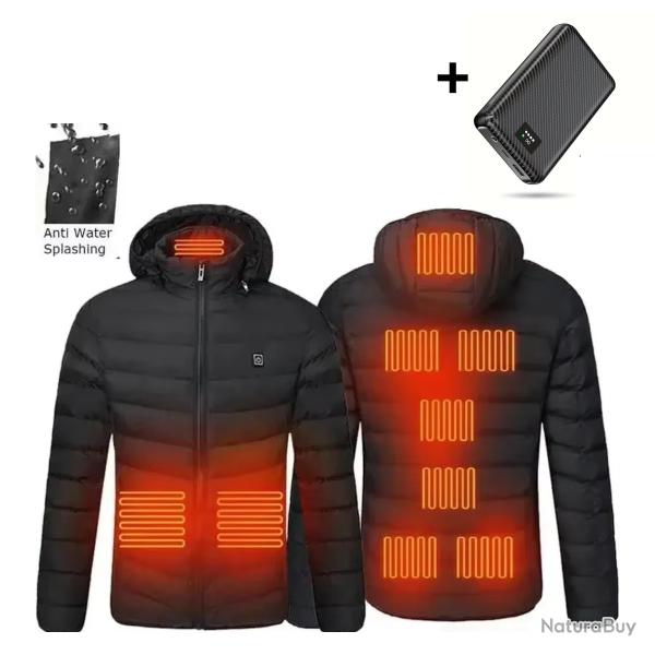 Veste chauffante imperm�able d'hiver �lectrique unisexe + batterie externe 30000 MaH
