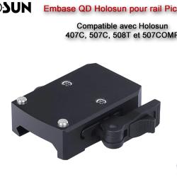 Montage / Embase QD Holosun pour rail Picatinny - Compatible 407/507/508