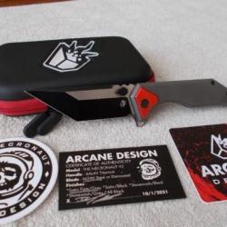 COUTEAU ARCANE DESIGN THE NECRONAUT V2 /LAME TANTO ACIER M390 MANCHE TITANE/ HYPER RARE/USA.
