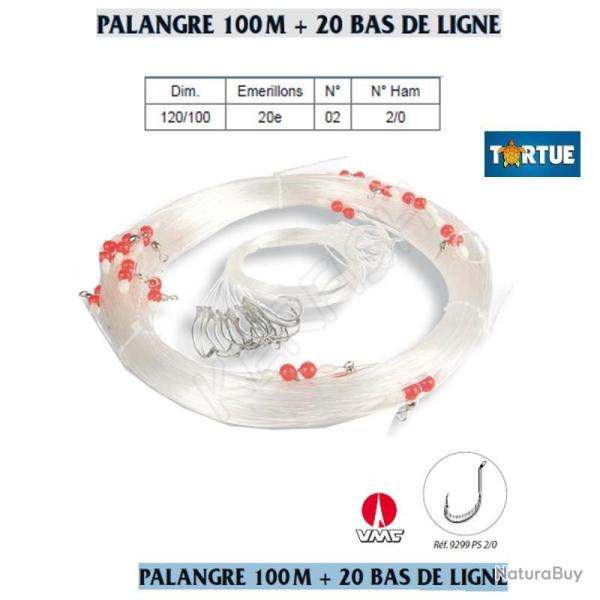 PALANGRE 100 M + 20 BAS DE LIGNE TORTUE