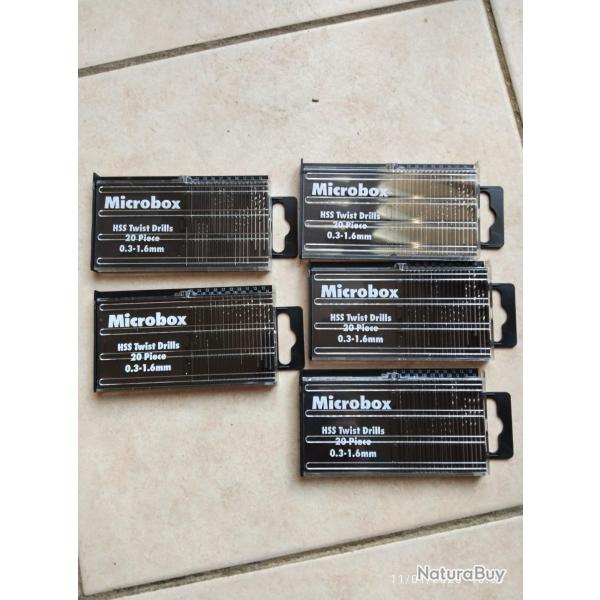 BRADEES !!! 5 boites de 20 forets de pr�cision de diam�tres 0.3mm � 1.6mm NEUFS