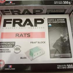 LOT 20 BOITES RATICIDE FRAP&reg;, BLOCS SOURIS ET RATS, GARAGE ET ABRIS, BOITE 300 G -= 6 KG FRAP