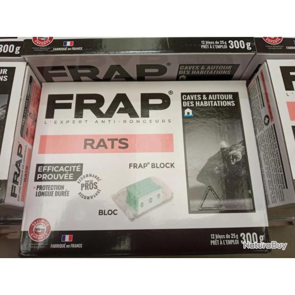 LOT 20 BOITES RATICIDE FRAP�, BLOCS SOURIS ET RATS, GARAGE ET ABRIS, BOITE 300 G -= 6 KG FRAP
