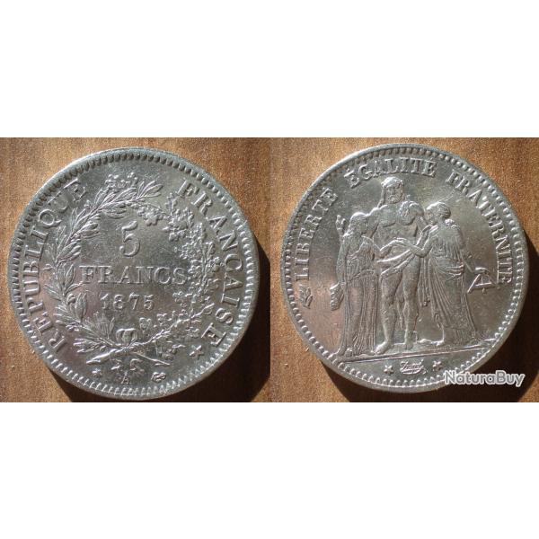 France 5 Francs 1875 Piece Argent Atelier Paris Hercule Franc Hercules