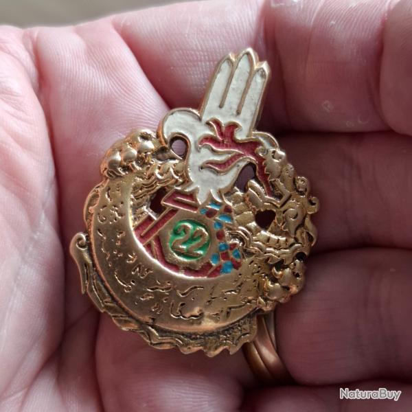 INSIGNE 22 BATAILLON TIRAILLEURS ALGERIENS EN EXTREME ORIENT ( INDOCHINE )