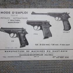 Notice d'origine Walther - Manurhin PP PPK Sport