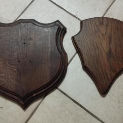 2 ECUSSONS BOIS 31X29 27X21CM POUR TROPHEE CHASSE CERF MOUFLON CHEVREUIL CHAMOIS ANTILOPE