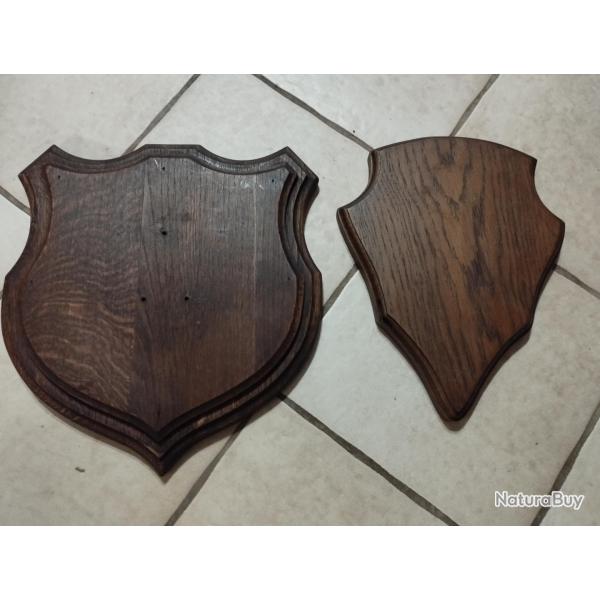 2 ECUSSONS BOIS 31X29 27X21CM POUR TROPHEE CHASSE CERF MOUFLON CHEVREUIL CHAMOIS ANTILOPE