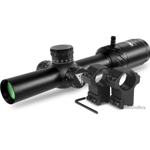 Lunette de Vis�e 1.2-7x24 FFP HD Mil-Dot Grav� Rouge Vert Tube 30 mm �tanche Antibu�e Chasse Tir