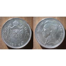 Belgique 20 Francs 1934 Argent Albert Roi Des Belges Piece Frcs Frs Frc