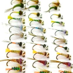 Lot de 30 Nymphes &agrave; Truite - Hame&ccedil;ons #14-18 (Sans Ardillon)