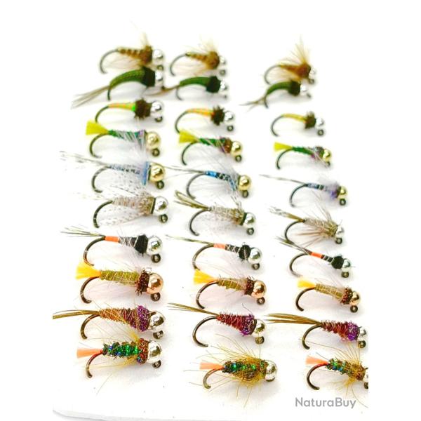 Lot de 30 Nymphes � Truite - Hame�ons #14-18 (Sans Ardillon)