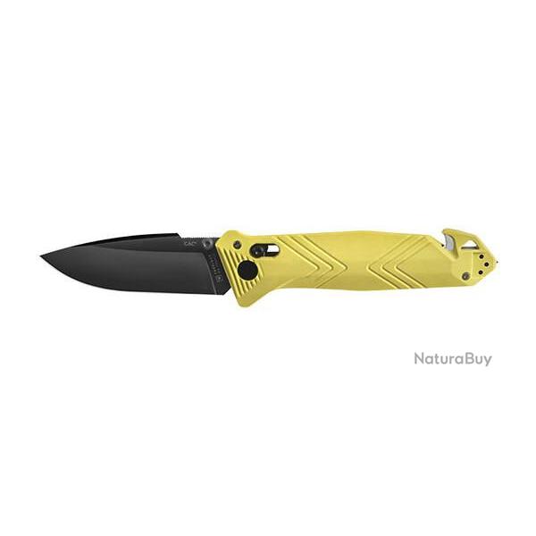 Couteau pliant TB Outdoor CAC Lisse - 4 fonctions - Jaune
