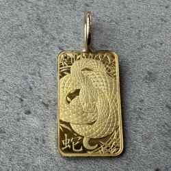 Pendentif Lingot or 1 g mont&eacute; en pendentif - Suisse - 24 carats - ARGOR - Serpent