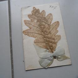 carte postal  artisanat 14/18  FEUILLE D ARBRE  NOELLE