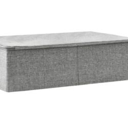 Bo&icirc;te rangement tissu polyester gris 70x40x18 cm pliable avec poign&eacute;e