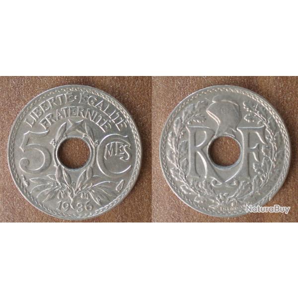 France 5 Centimes 1936 Lindauer Piece Centime En Franc Francs
