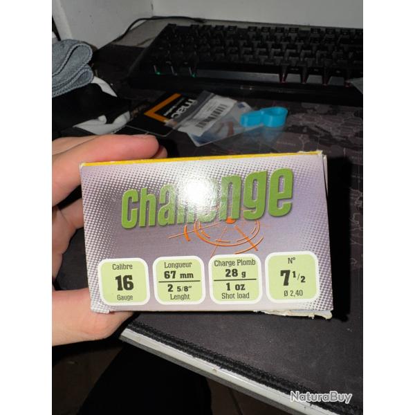 Bo�te 25 munitions 16x67 Challenge num�ro 7 1/2