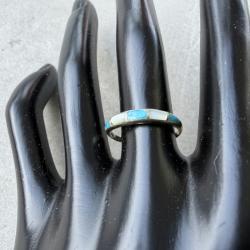 Bague argent - taille 55 - pierres turquoises et blanches