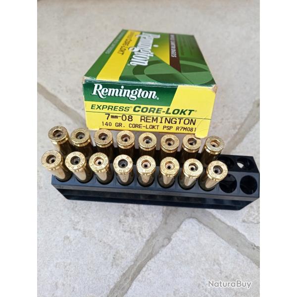 Lot 16 �tuis 7mm-08 Remington, d�samorc�s, nettoy�s.