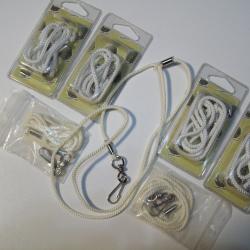 7 cordons pour sifflet nylon blanc avec mousqueton mod&egrave;le arbitre/chasse/ou autre