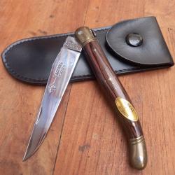 Joli Couteau LAGUIOLE EXTRA G.DAVID Manche en Coral avec &Eacute;tui en Cuir