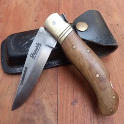 Gros Couteau de Chasse LAGUIOLE Manche en Bois avec &Eacute;tui en cuir