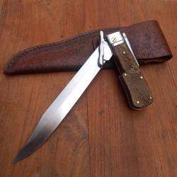 Magnifique et Solide Couteau de Chasse &agrave; la d estaing BEGON Inox Manche en Corne avec &Eacute;tui en cuir