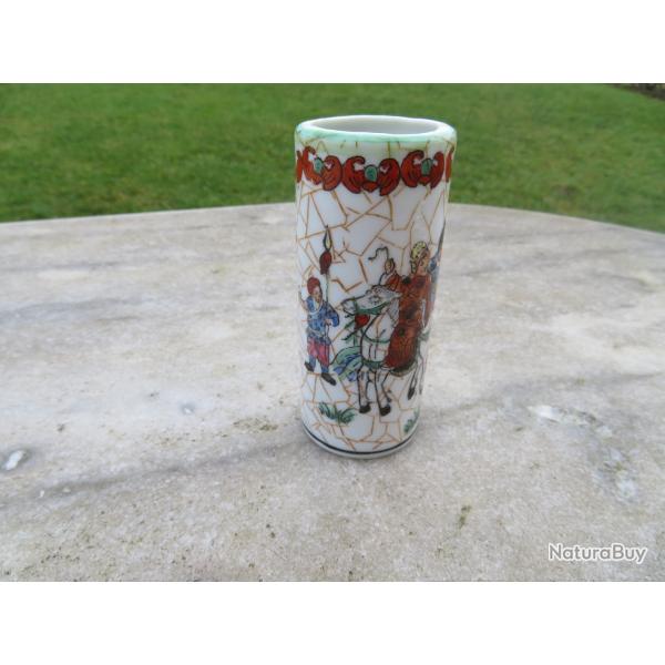 Art d'Asie - Ancien petit vase rouleau chinois/pot � pinceaux en porcelaine de chine - CHINE (XX�)