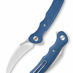 Couteau Trivisa Lacerta-04L Lame Acier 14C28N Satin Manche Blue Micarta Linerlock TVTY19LM14