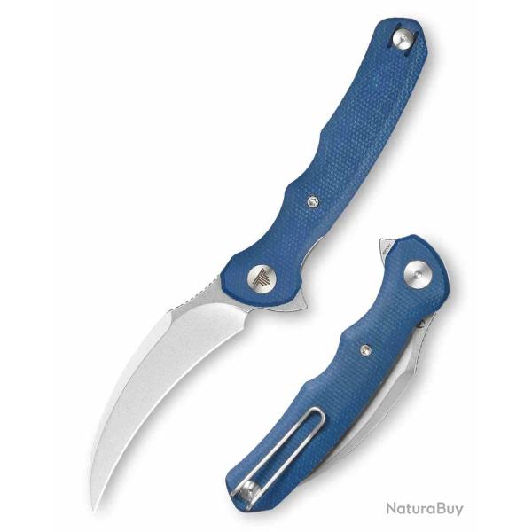 Couteau Trivisa Lacerta-04L Lame Acier 14C28N Satin Manche Blue Micarta Linerlock TVTY19LM14