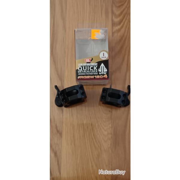COLLIERS DE MONTAGE RAPIDE UTG RAIL PICATINNY/WEAVER HAUT 25.4mm/1"