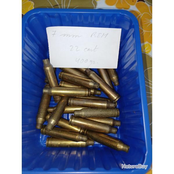 22 �tuis douilles cartouches de 7mm REM remmington pour faire du rechargement perso