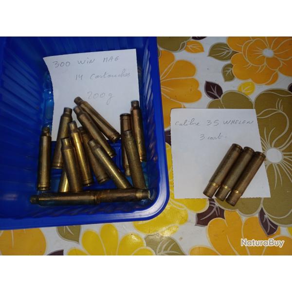 lot 14 �tuis douilles cartouches de 300 win mag + 3 �tuis 35 whelen pour faire du rechargement perso