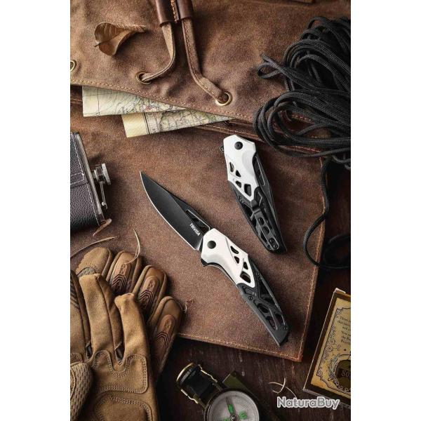 Couteau Trivisa Leo-03BW Lame Acier K110 SW Manche Black & White G10 Linerlock TVXW02WBKG