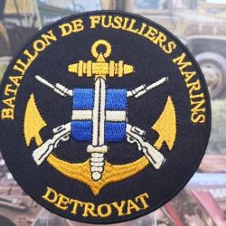 Patch brod&eacute; Bataillon de Fusiliers Marins DETROYAT   ( 90 mm) A coudre ou &agrave; coller au fer &agrave; repasser