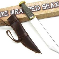 Beau Couteau avec Poign&eacute;e gain&eacute;e de fil d'argent et son Etui