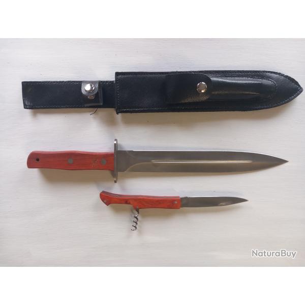 Dague de chasse + couteau+ etui