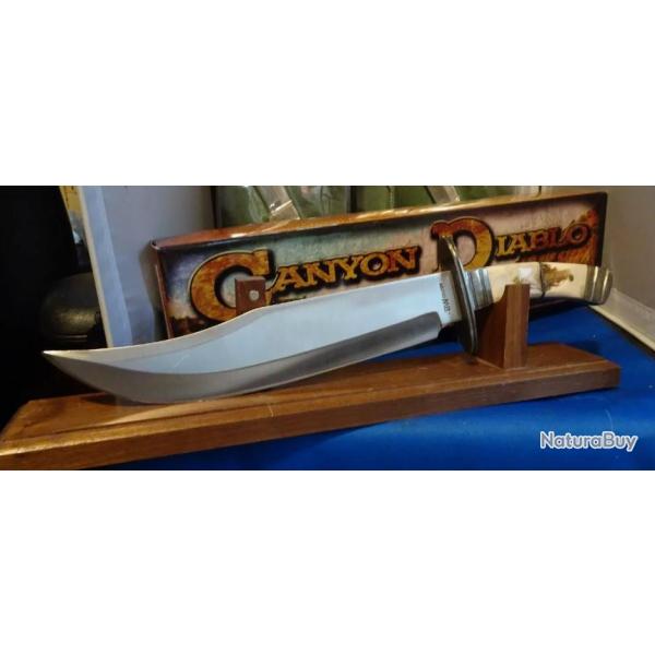 Couteau Brian Wilhoite Canyon Diablo Lame Acier Garde & pommeau en Damas Manche Bois de Cerf