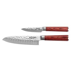 Wusaki Coffret 2 couteaux - S&eacute;rie Pakka X50 - Santoku 170mm - Office 90mm - Manche Pakkawood