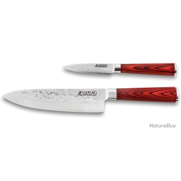 Wusaki Coffret - S�rie pakka - Chef 200mm - Office 90mm - Manche pakka