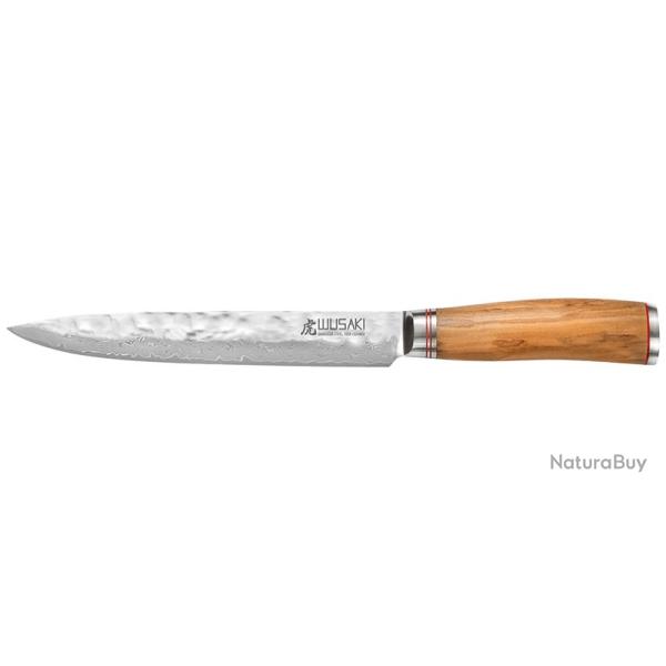 Wusaki Couteau � d�couper - S�rie damas - Lame 200mm - Manche Olivier
