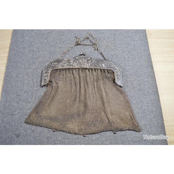 Sac � main ancien Kraft alpacca M�tal argent�  � restaurer porte monnaie Robert Kraft