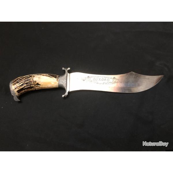 GRAND COUTEAU DE CHASSE BOWIE BUXORO MANCHE TETE D AIGLE