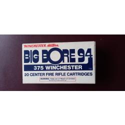 BOITE ORIGINE 20 cartouches WINCHESTER 375 BIG BORE 94