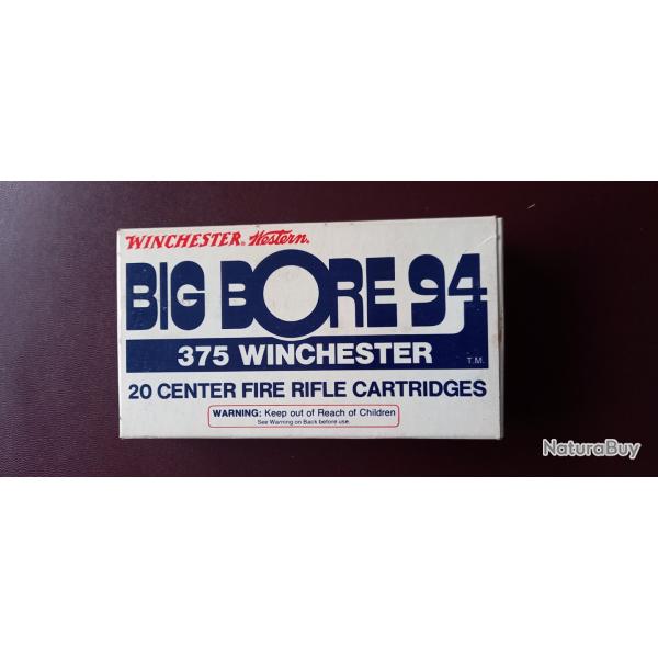 BOITE ORIGINE 20 cartouches WINCHESTER 375 BIG BORE 94