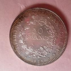 VENDS PI&Egrave;CE DE 50 FRANCS ARGENT, 1979,TBE